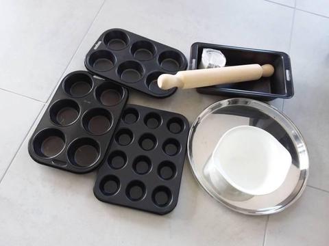 Cooking items muffin trays rolling pin