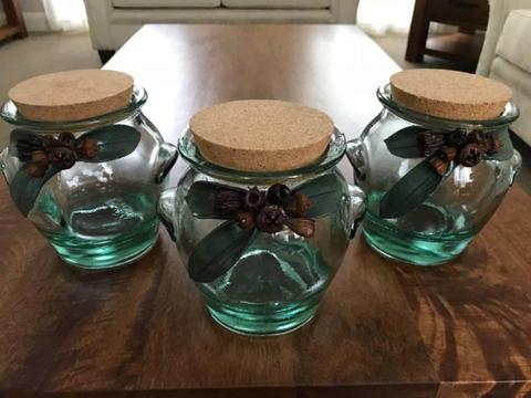 3 x GLASS JAR CANISTERS