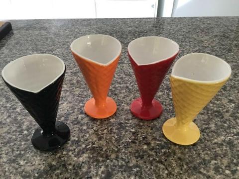 Maxwell Williams Ice Cream Cone Sundae Dishes Set Of 4 Multi Colo