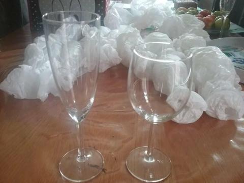 Brand new champagne and wine glasses (6 of each)