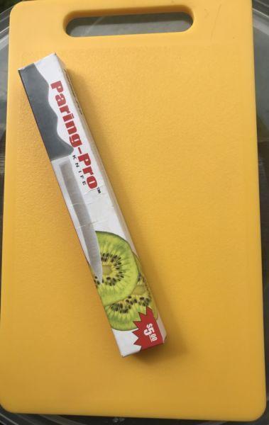 Bright Yellow Cutting Board & Paring Knife-New