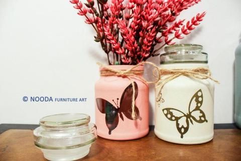 Upcycled hand painted jars