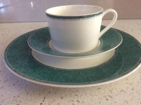 TEA CUP, SAUCER AND PLATE SETTING
