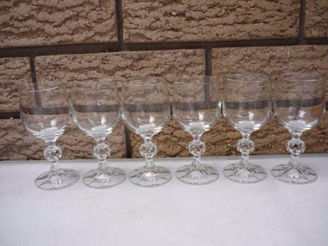 6 small crystal goblets