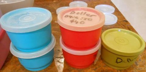 5 x Vintage Tupperware Snack Cups Containers with lids #1229