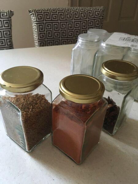 Glass spice/ jam jars - $1 each / pack of 10