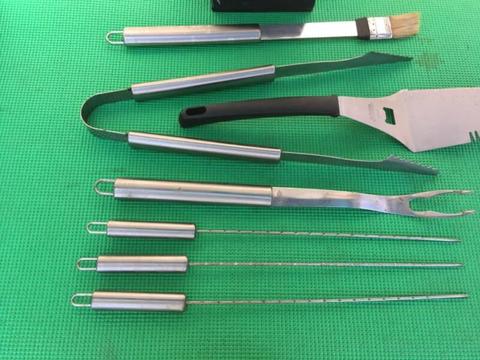BARBECUE COOKING 7 x PCE. STAINLESS STEEL TOOLS NEW !