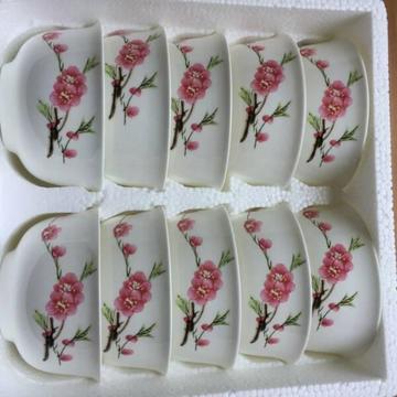 Fine Bone China Bowl Set X10 - Peach Flower