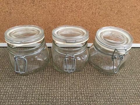 Set of 3 Fido preserving flip top jars