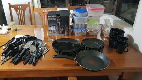 Cookware Kit - Cutlery, Plates, Fry pan, Containers, Pots, etc
