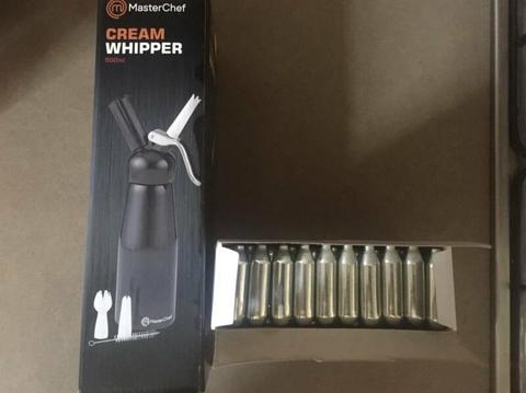 Masterchef brand cream whipper and box of 48 cream chargers