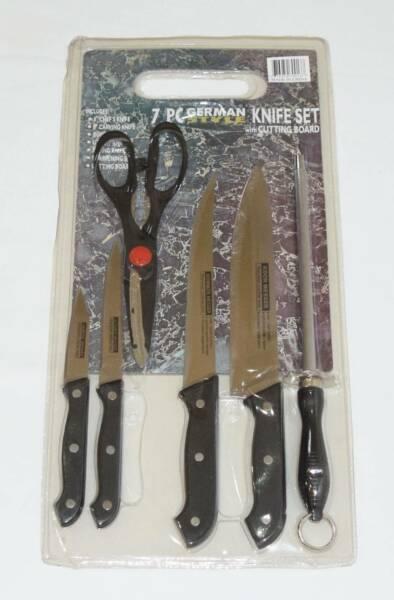 7pcs KNIFE SET includes Sharpening Steel & Scissor - New