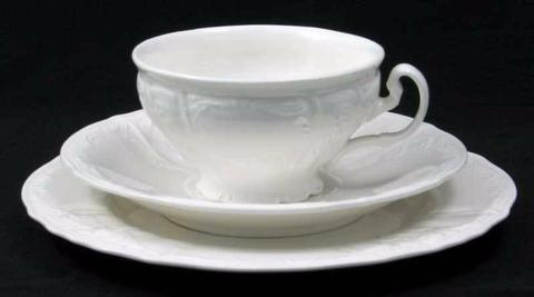 White Filigree Cup, Saucer & Plate | Giftboxed