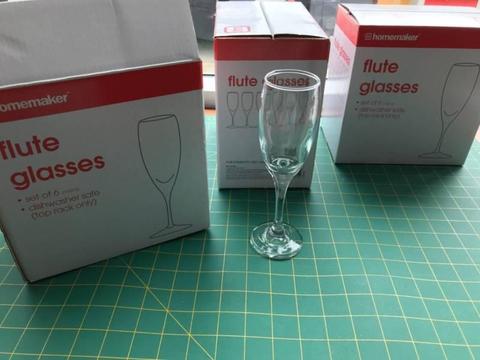 18 Champagne Flute Glasses (3 sets of 6)