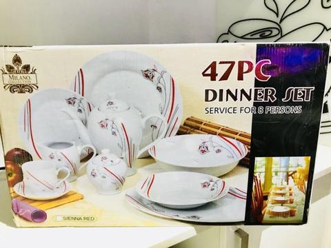 Milano Collection 47 PC Dinner Set - Greenish grey in colour