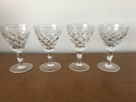 Antique Cut Glass Crystal Liqueur Glasses Set of 4 - Like New