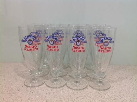 Peroni 12 Large stemmed Beer Glasses