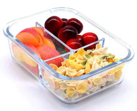 3 Compartment Glass Food Storage Lunch Box - BPA Free