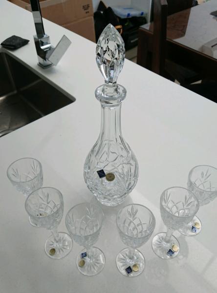 Bohemia Crystal decanter set with 6 x glasses