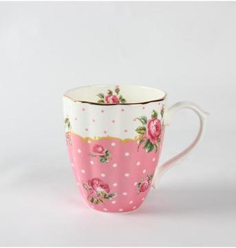 Luxurious cheeky pink rose decal Tea/Coffee Mugs x 4 (set)
