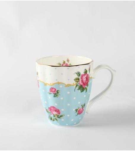 Luxurious polka blue rose decal Tea/Coffee mug