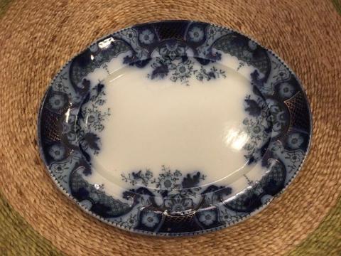 Antique Stoke Pottery England Blue Platter