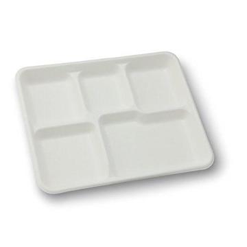 50 Pc Disposable Eco Friendly 5 compartment Party Plates