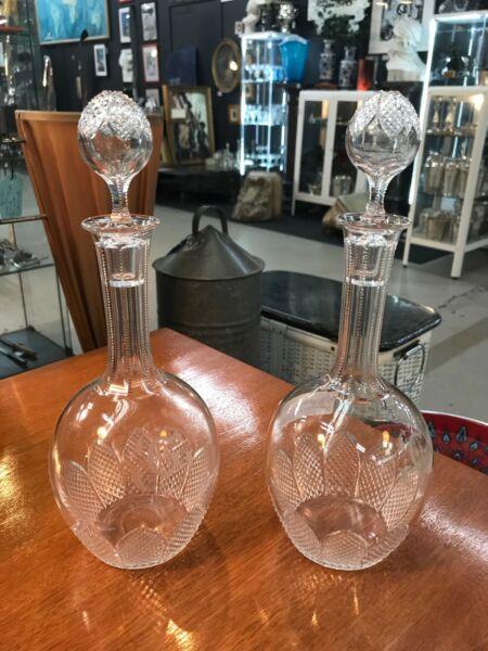 Antique Pair of Crystal Decanters