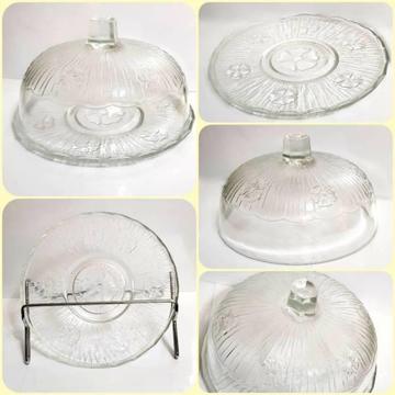Glass CHEESE PLATTERS CAKE BOARDS with Dome Lids $45 23cm 9