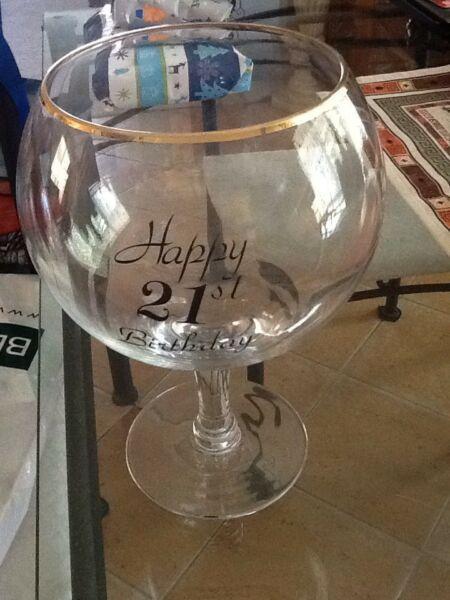 Oversize 21st wine glass