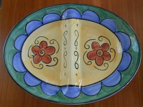 Living Art Alegria Oval Divided Platter 37.5cm - Hand Painted NEW