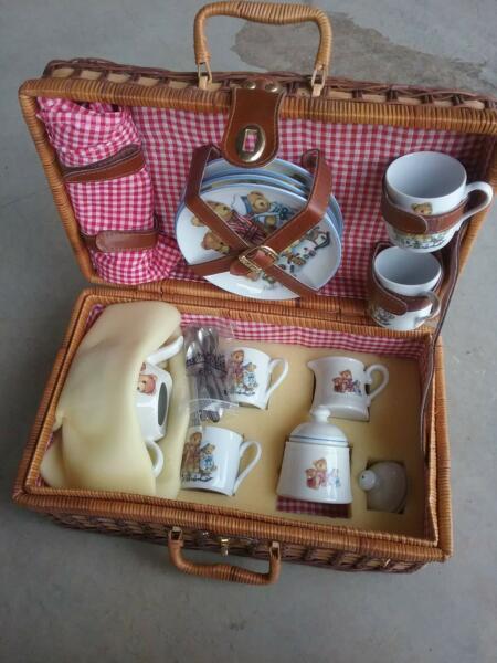 China Tea party set in basket