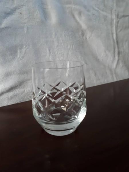 one small diamond cut crystal glass