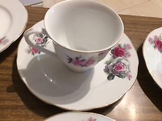 Floral tea cup and bowls