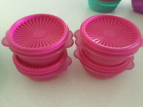 Tupperware 4 X pink canisters