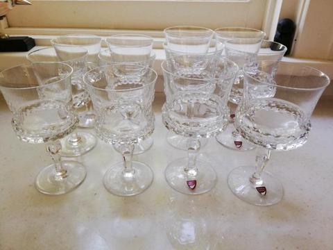 Set of 12 Orrefors Silvia crystal wine and water glasses