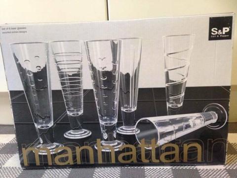 champagne, beer glass set x6 for $15