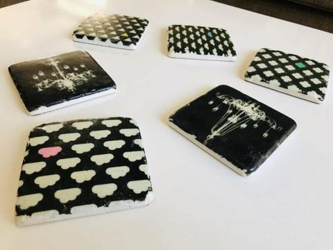 6 cool ceramic tile coasters bought for $50 (price for all 6)