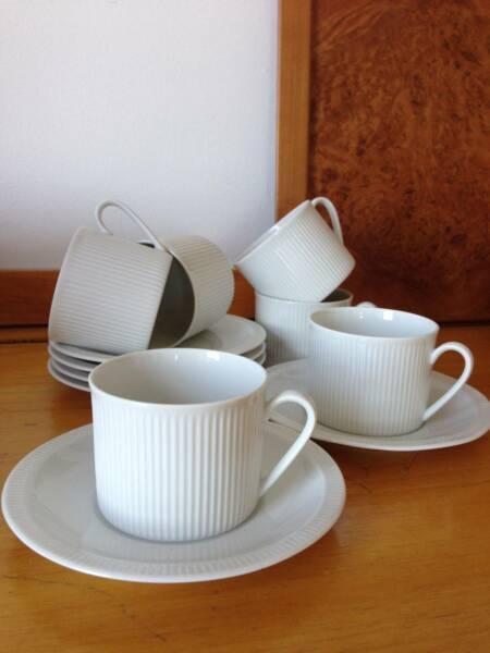 Six Azberg porcelain coffee cups and saucers