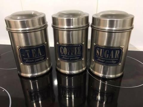 Kitchen canisters - set of 3 stainless steel