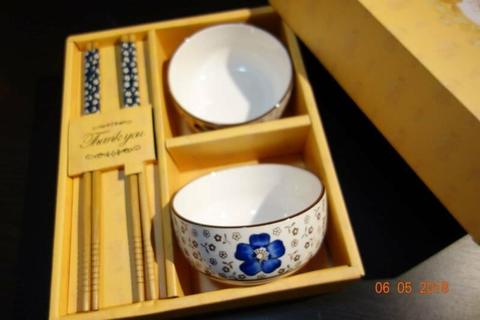 Japanese, Chinese style bowls and chopsticks set - New Year Gift