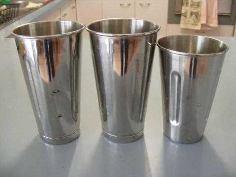 Milkshake cups metal stainless steel 2x 900ml 1x Breville 800ml