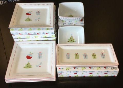 Christmas themed plates, bowls and platters