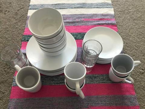 Crockery Set - Bowls - Plates - Glass