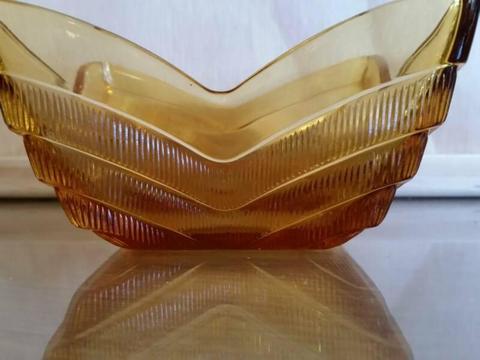 Art Deco Style Amber Dessert Bowls x 6