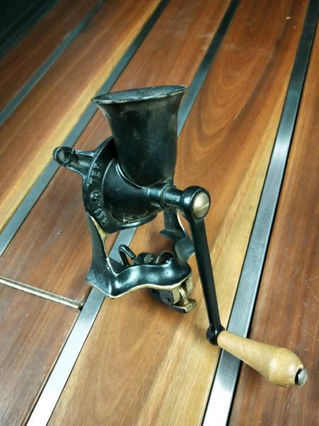 Vintage coffee grinder brass industrial salter No. 1