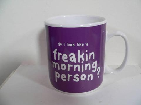 Mug very large purple freakin morning person