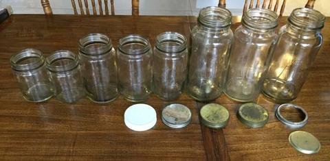 Embossed Improved Agee Glass Preserving Mason Jars
