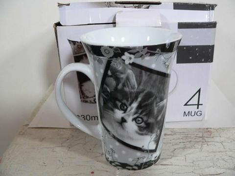 Cat mugs set of 4