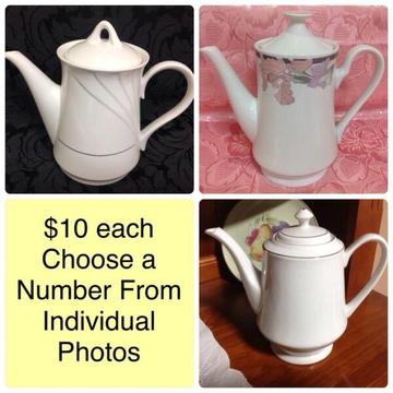 3 x Teapots / Coffee pots @ $10 each